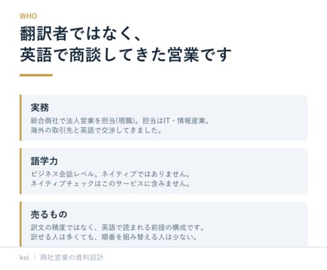 海外向けの英文・和英併記の営業資料を作ります 英語で商談してきた商社営業が、海外の相手に通る構成で イメージ2