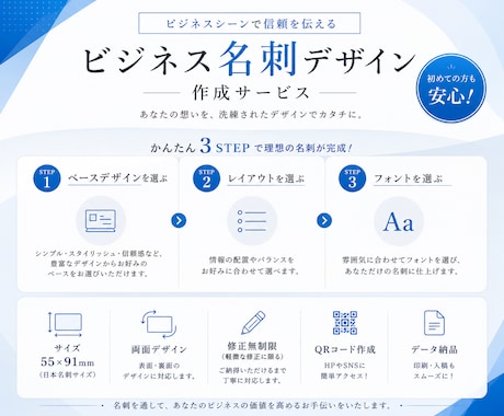 選んで完成！ビジネス向け名刺デザインします 初めてでも安心！セミオーダー式で簡単に名刺デザインが作れます イメージ2