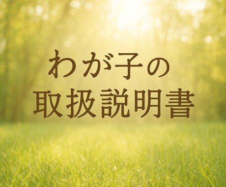 お子さんの取扱説明書お伝えします 〜四柱推命+易学からお子さんの特性を鑑定します〜 イメージ1