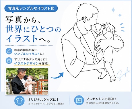 大切なお写真を優しいシンプルイラストにします 玄関などに飾る他、オリジナルグッズ作成への使用もOK！ イメージ2