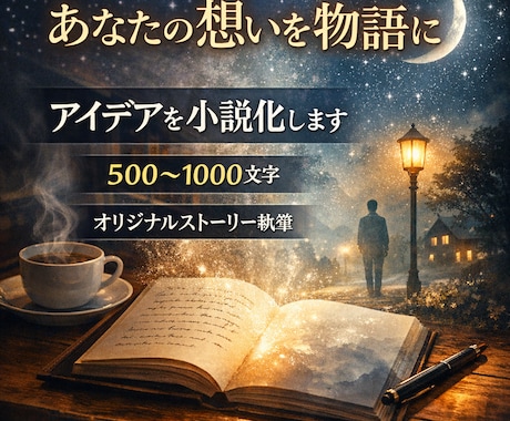 あなたの考えた世界観・設定をショート小説にします 頭の中にある「ぼんやりした物語」を、読める形にします。 イメージ1