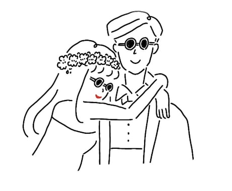 線画【オシャレで可愛い線画】イラスト描きます 結婚式用のウェルカムボード作成にも♡ イメージ1