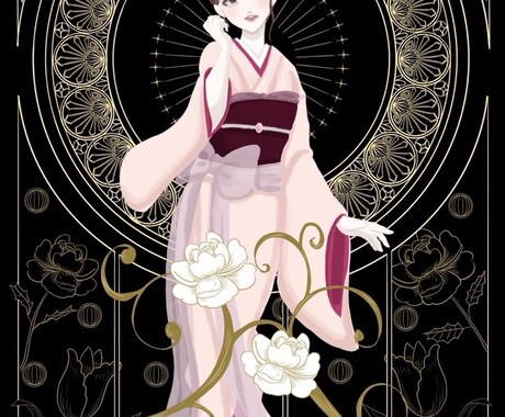 重厚な装飾×花の世界観イラスト制作します 好みの色と雰囲気指定でおまかせ制作します イメージ2