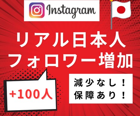 Instagramリアル日本人フォロワー増やします 高品質×低価格×安心安全！インスタ日本人フォロワー＋100～ イメージ1