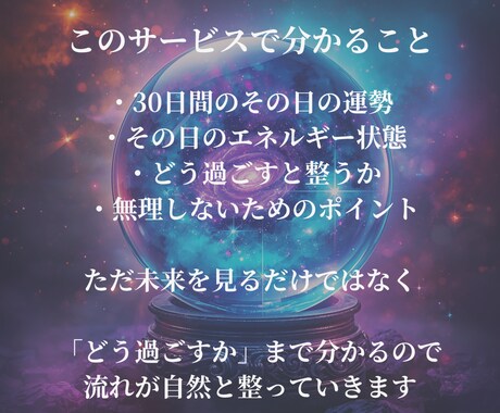 30日間のあなたの運勢整えます エネルギー×タロット×数秘術であなたの30日間の運勢をお伝え イメージ2