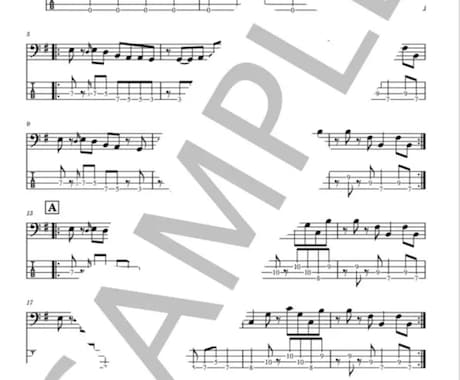 ベースの譜面(TAB譜付き)作成します どんな曲でもTAB譜付きで、見やすい譜面。 イメージ2