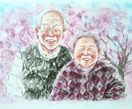 優しいタッチの絵本のような似顔絵をお描きします イメージ1