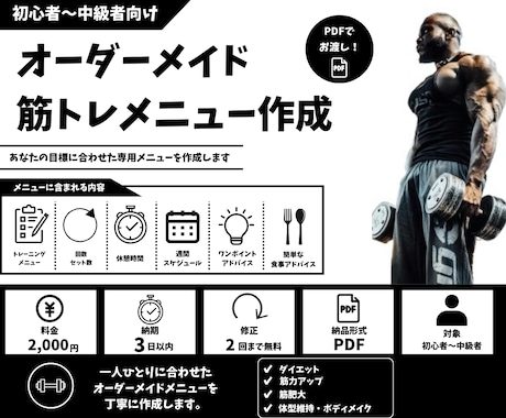 あなただけの筋トレメニュー作成しますます 目的に合わせた最適なメニューを作成 イメージ1