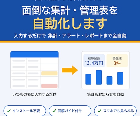 面倒な集計・管理表をスプレッドシートで自動化します イメージ1