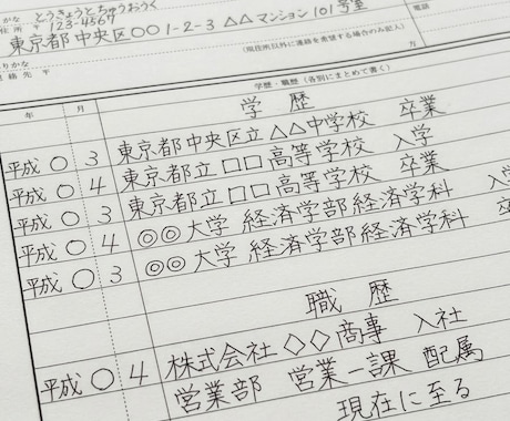 履歴書、職務経歴書の代筆をします 書類選考の好印象を叶える！履歴書・職務経歴書の手書き代筆 イメージ1