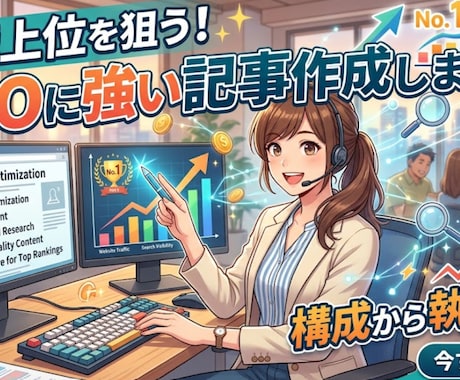 SEOを意識した記事を構成執筆まで丁寧に作成します 検索上位になるような記事等を執筆をします イメージ1