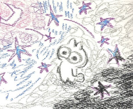 どうぶつたちのポップなクレヨン画を描きます どうぶつたちと不思議な世界観がマッチしたイラストです! イメージ2