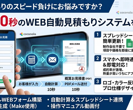 顧客獲得を自動化！WEB自動見積もりシステムします 24時間自動営業！スマホで完結するお見積り＆PDF即時発行 イメージ1