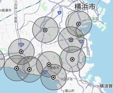 Googleマイマップ用商圏円を作成します 住所リストから最大100件まで一括作成対応！ イメージ2