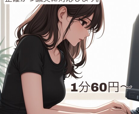 最短当日　文字起こし承ります 音声を文字に変換。丁寧かつ迅速に仕上げます。 イメージ1
