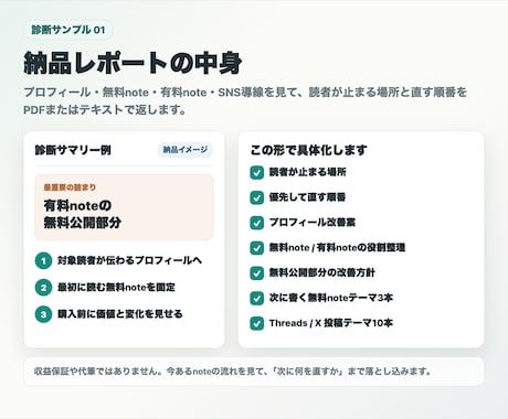 有料noteが売れない原因を診断します プロフィール・無料部分・SNS導線の詰まりを整理します イメージ2