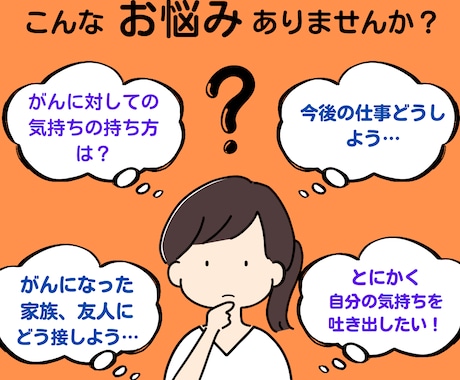 がん患者さん、ご家族やご友人のお悩み聞きます わかってもらえない不安や焦り…チャットでお話しませんか？ イメージ1