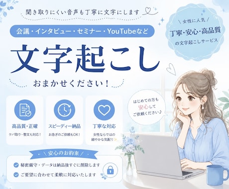 音声・動画を文字起こしします。迅速・正確に対応ます イメージ1