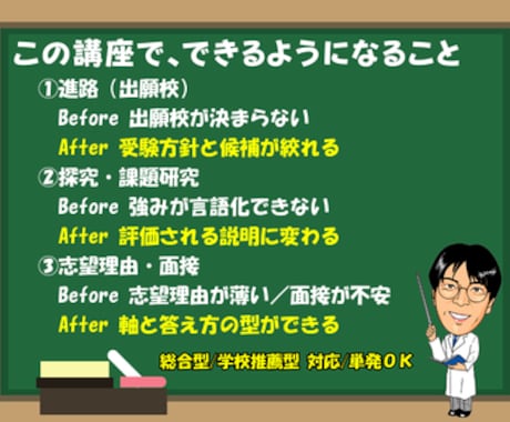 理系 総合型選抜・学校推薦型の対策をします ​21年の教職経験で合格への物語をともに作ります!! イメージ2