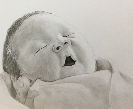 写真から墨で優しい似顔絵を描きます 今時アナログですが、手描きで唯一の似顔絵を描きます。 イメージ2