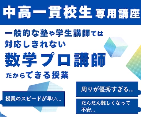 家庭教師/個別指導/中高一貫/京大卒が数学教えます 一般的な塾や大学生講師では対応しきれない数学プロ講師の授業 イメージ1