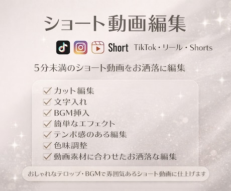 5分未満のショート動画編集をします TikTok/インスタリール/YouTubeショート イメージ1
