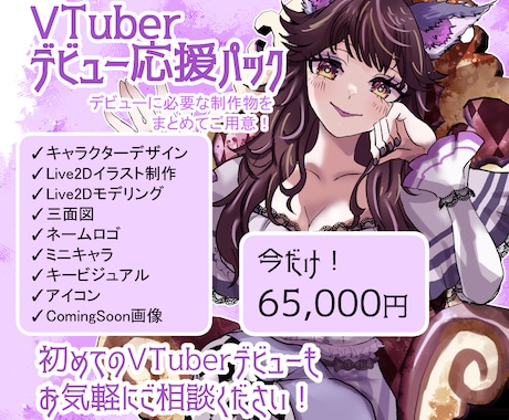 VTuberデビュー応援パック制作します VTuberデビューに必要な制作をまとめた特別プラン！ イメージ1