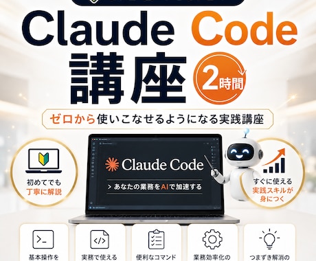 初心者向けClaude Code講座2時間教えます ChatGPTの次へ｜2時間でClaudeを基礎から習得 イメージ1