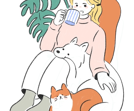 シンプルな線と色で人物や動物のイラストを描きます 【商用利用OK】オリジナリティのあるイラストでブランド力UP イメージ2