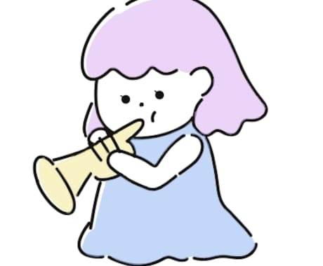 管楽器を吹くゆるかわいいアイコン描きます 管楽器を吹く姿をかわいくデフォルメに イメージ1