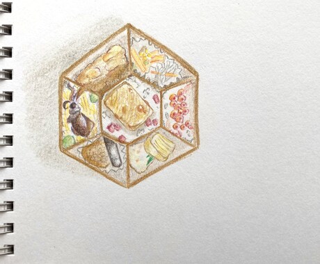 お好きな食べ物を色鉛筆で描きます メニューの挿絵やインテリアにも。ハガキ内サイズ対応 イメージ2