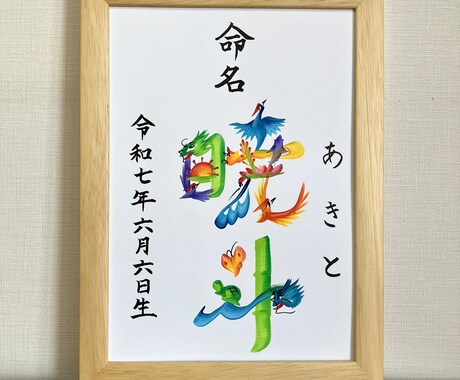 縁起の良い花文字で命名書をお書きします 明るい未来を描く花文字命名書（A4／送料込） イメージ2