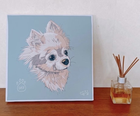 ペットの写真から似顔絵イラストアートボード作ります 犬猫、小動物何でもOK！大切な存在を世界で１つのアートに イメージ2
