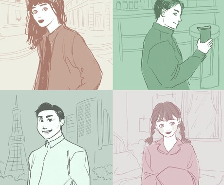 背景のあるラフな似顔絵アイコンを描きます 外国風・ビジネス用・インスタ用など各用途に対応できます イメージ2