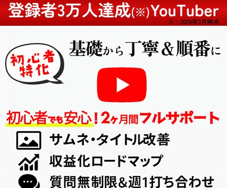 YouTube初心者の始め方をフルサポートします 完全初心者でも安心！登録者3万人達成者が丁寧回答＆週1打合せ イメージ1