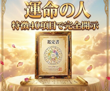 実績3000件。運命の人、特徴40項目を伝えます 外見・ 内面・職業・年収・出会う年・場所・成婚・入籍時期 イメージ1