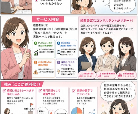損益計算書・貸借対照表をわかりやすく解説します 社長、経営者向け、損益計算書・貸借対照表見方書き方教えます。 イメージ1