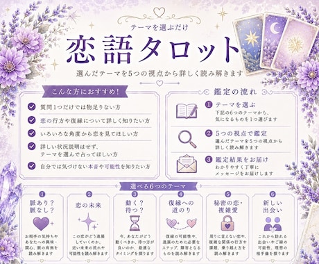 恋語｜恋のお悩みを占います 詳細不要・恋の未来、復縁、複雑な恋、新たな恋など イメージ2