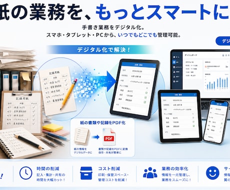 ペーパーレス化：紙の業務をデジタル化します 手書きの業務に違和感を感じている方必見！ イメージ1