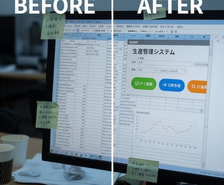 現場、事務のExcel作業を1ボタンで自動化します 現場目線！メーカーDX担当のExcel自動化・業務改善 イメージ1