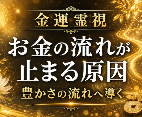 金運霊視｜お金の流れが止まる原因を読み解きます 滞っていた金運の流れを整え、豊かさへ導きます イメージ1