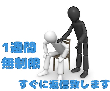 1週間チャット制限なし!即レスします 最短2分で返信。悩み事、相談事、話し相手にも! イメージ1