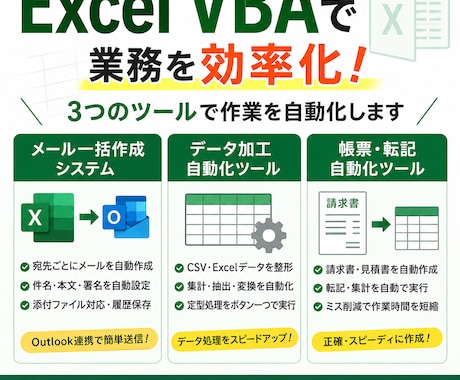 Excel VBAで業務を自動化・効率化します あなたのExcelを業務効率化ツールに変えます イメージ1