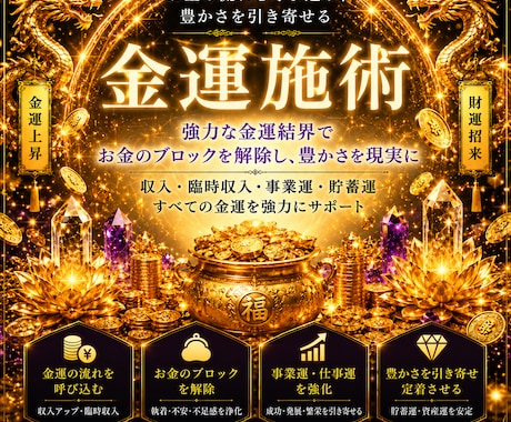 強力！金運の鑑定施術致します 借金返済、給料アップさせたい金運への悩み解決致します イメージ1