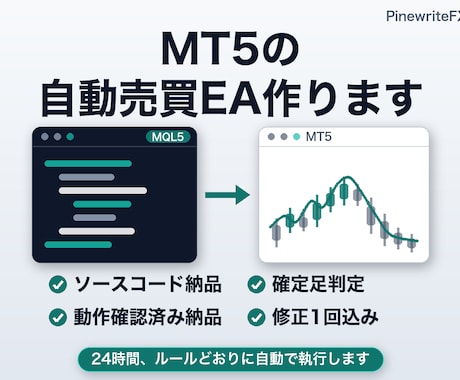 あなたの手法をMT5の自動売買EAにします ソースコード納品・検証環境で動作確認してお渡しします イメージ1