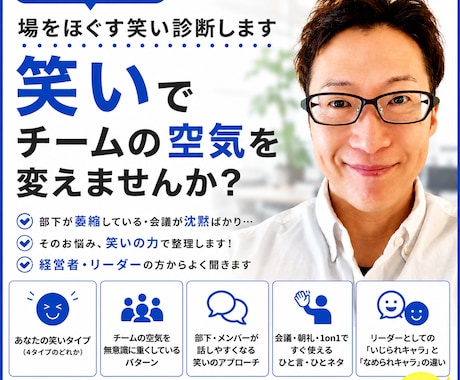 経営者向け！場をほぐす笑い診断します 部下が萎縮している・会議が沈黙ばかり…そのお悩み、整理します イメージ1
