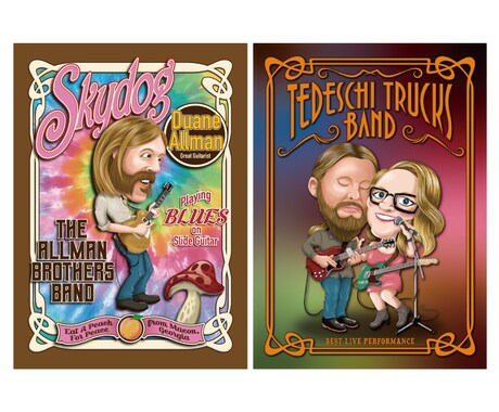 グラフィックアーティストが似顔絵を描きます 記念・ウェルカムボードの似顔絵をポスター風に制作致します。 イメージ2