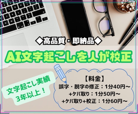 1分40円〜でAIが文字起こしした文章を整えます イメージ1