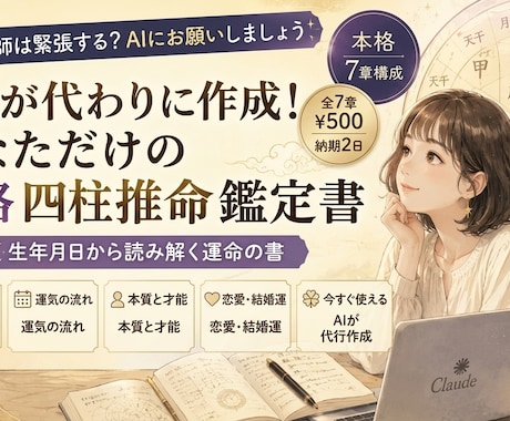 AI×四柱推命であなたの本質と運気を鑑定します 命式・五行・大運まで踏み込んだ、読み応えのある鑑定書です イメージ1
