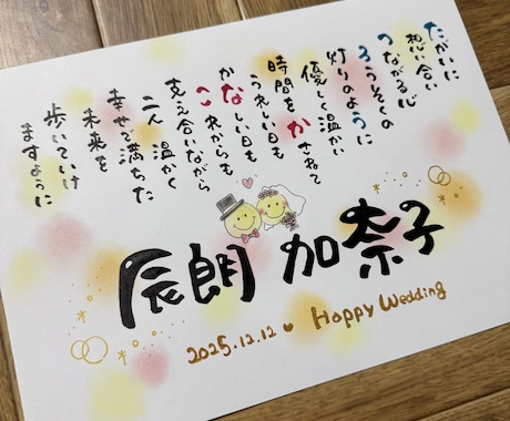 結婚記念日ウェルカムボード♡名前を詩にします 贈った方も贈られた方も笑顔になる特別な1枚お届けします イメージ1